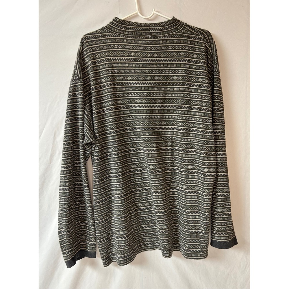 Vintage LL Bean Mens XL Mock Neck Fleece Sweater Fair Isle Nordic Cotton Ski USA - Picture 8 of 14